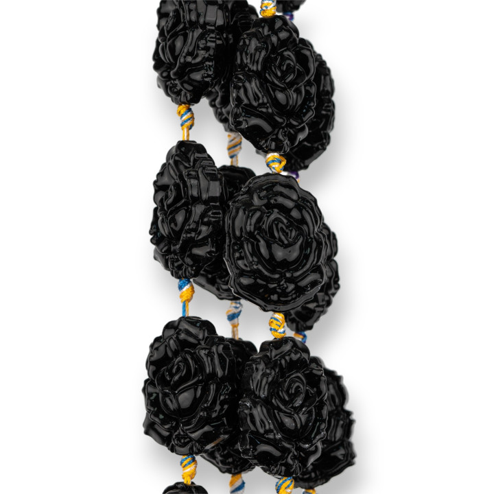 Rose di Cristallo Smaltato 24x32mm 11pz Nero