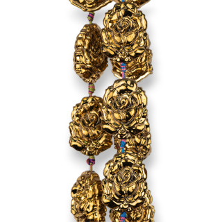 Emaillierte Kristallrosen 24x32mm 11St Gold