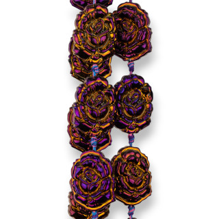 Cristal Rosas Esmalte 24x32mm 11pcs Pavo Real