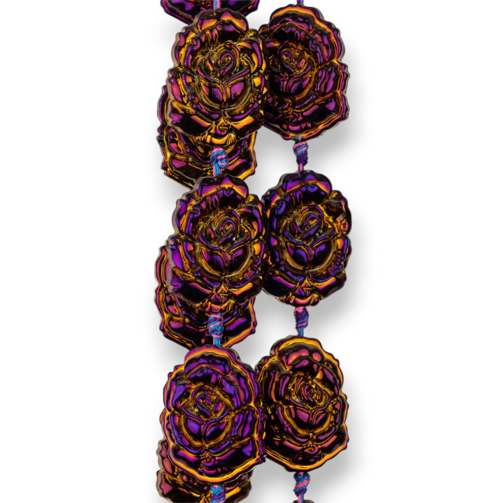 Cristal Rosas Esmalte 24x32mm 11pcs Pavo Real