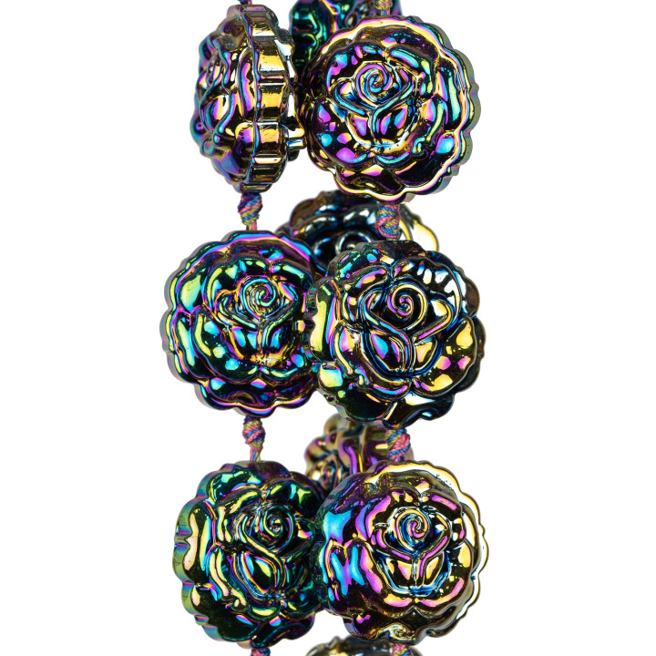 Enamelled Crystal Roses 28mm 12pcs Peacock