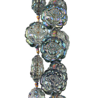 Enamelled Crystal Roses 28mm Transparent Boreal Blue