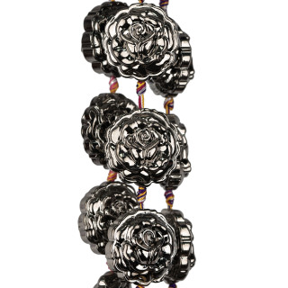 Enamelled Crystal Roses 28mm Dark Grey