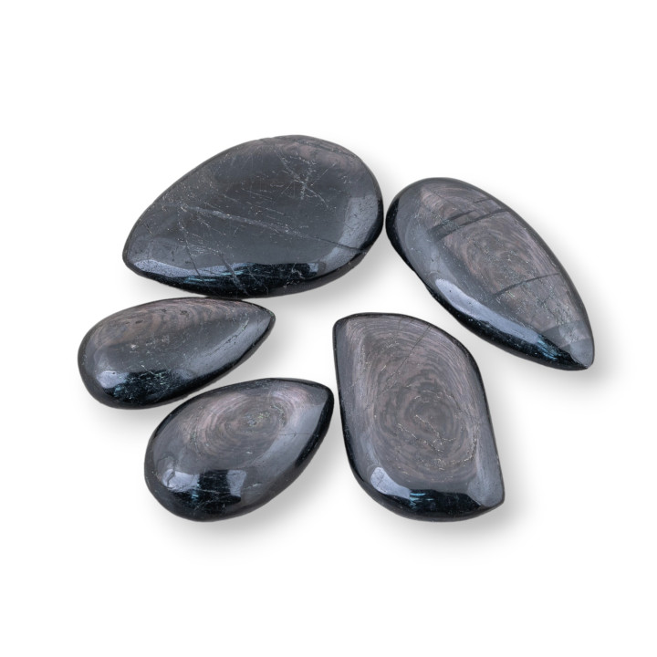 Mixed Teardrop Cabochons of Raw Obsidian 2pcs 20gr Approx