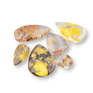 Cabochon Mixed Shapes of Yellow Dendritic Quartz 2pcs 20gr Approx