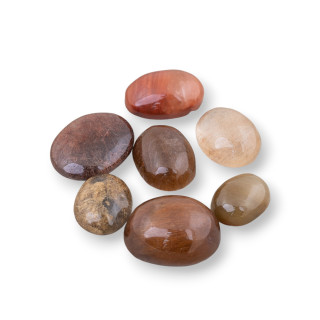 Cabujón Oval Mixto Cuarzo Rutilado Oscuro 2 Piezas 26gr Aprox.