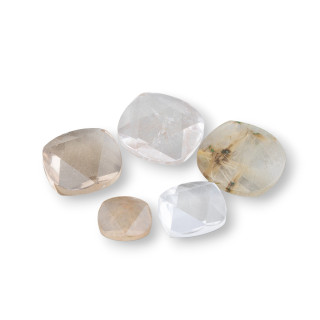 Στρογγυλό Faceted Mixed Rutilated Quartz Cabochon 3 τεμ. Περίπου 15 γρ.