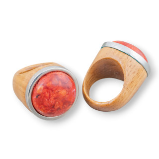Bague Bronze Avec Bois 24mm Taille Aléatoire