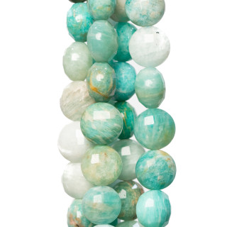 Amazonit, rund, flache Münze, facettiert, maschinell geschnitten, 10 mm