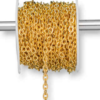 Forcetina Crushed Steel Chain 4.0x5.0mm Wire 1.0mm 10 Meters Gold Plated