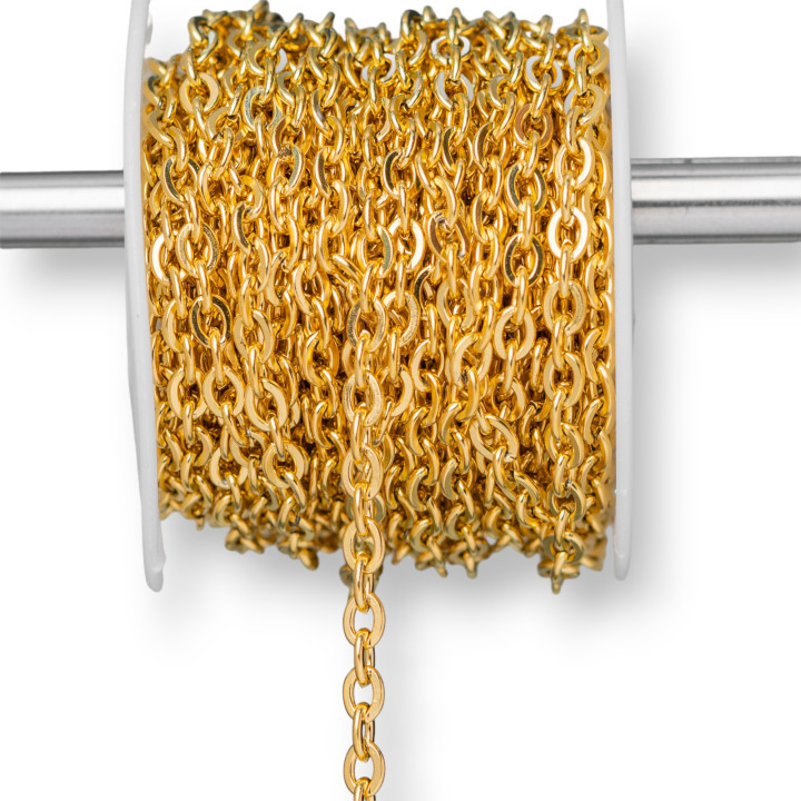 Forcetina Crushed Steel Chain 4.0x5.0mm Wire 1.0mm 10 Meters Gold Plated