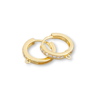 Basen für Ohrringe aus Bronze mit Zirkonen in 6 Paaren Goldweiß