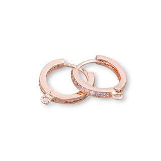Bases Pour Boucles D'oreilles En Bronze Avec Zircons Dans Un Cercle 6 Paires Or Blanc Rose