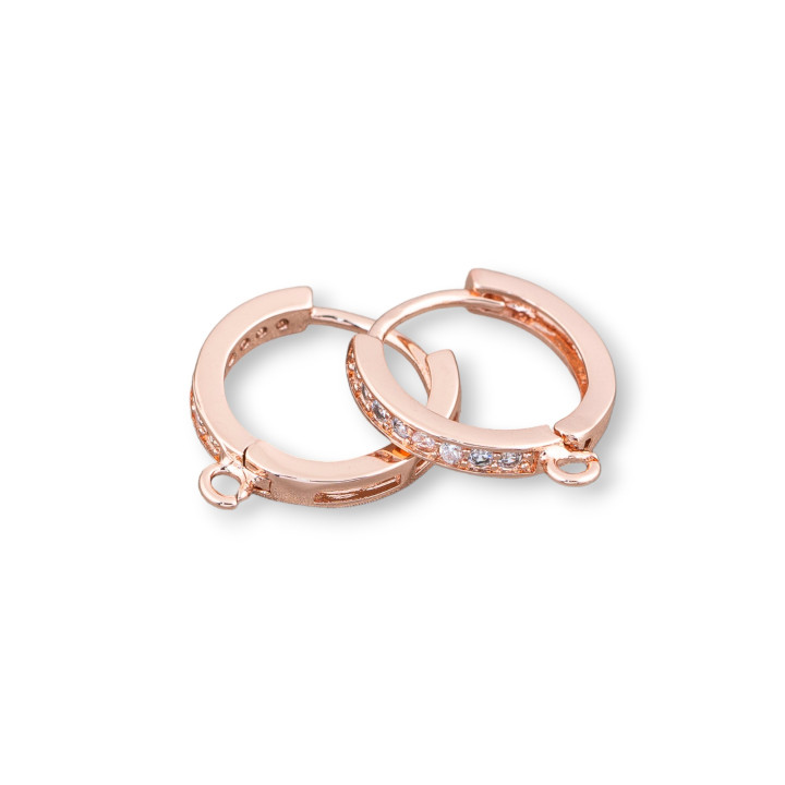 Base Per Orecchini Di Bronzo Con Zirconi A Cerchietto 6 Paia Oro Rosa Bianco