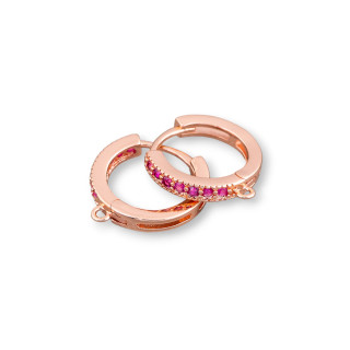 Base Per Orecchini Di Bronzo Con Zirconi A Cerchietto 6 Paia Oro Rosa Ruby