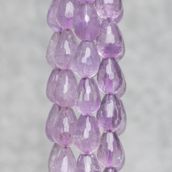 Gotas Briolette Facetadas De Amatista Claro 10x14mm Lavanda