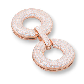 Cierre De Plata 925 Con Circonitas Micropave Multihilo 52x24mm 1pc Oro Rosa
