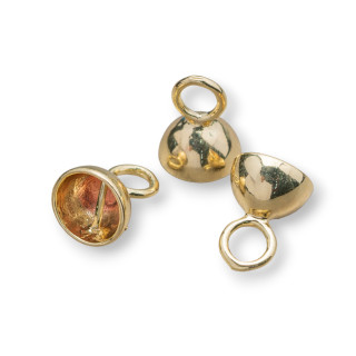 Messing-Halbkugelschalen mit Stab und Ring 12 mm 30 Stk. Golden