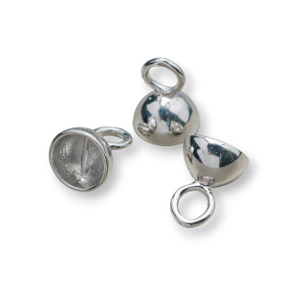 Copas De Latón Semiesfera Con Barra Y Anillo 12mm 30pcs Rodio