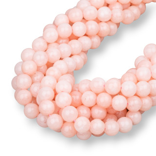 Glatte runde rosa Morganit-Jade 08 mm