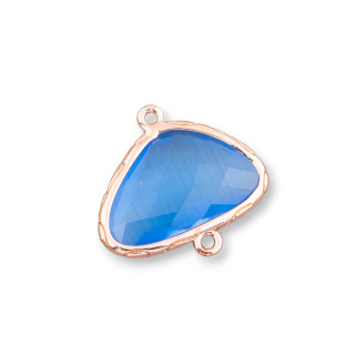 Triangle Brass Component Connector with Cat's Eye Set 21x14mm 12pcs Rose Gold Celestial