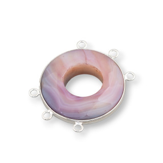 Centrale Di Agata E Argento Indiano - Tondo 35mm 3+3 anellini 4pz Viola Grigio Mix