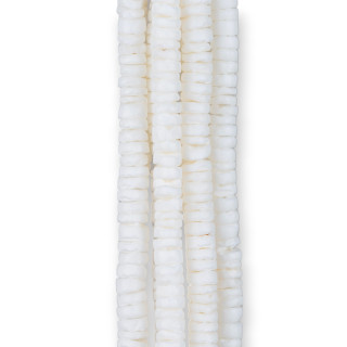 White Mother of Pearl Rough Disc Rondelle 5-6mm Satin White Wire Long 60cm