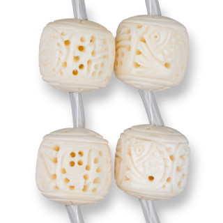 White Perforated Barrel Bone 25mm 10pcs