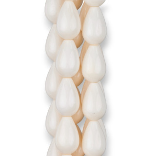 Smooth Natural Bone Drops 12x18mm