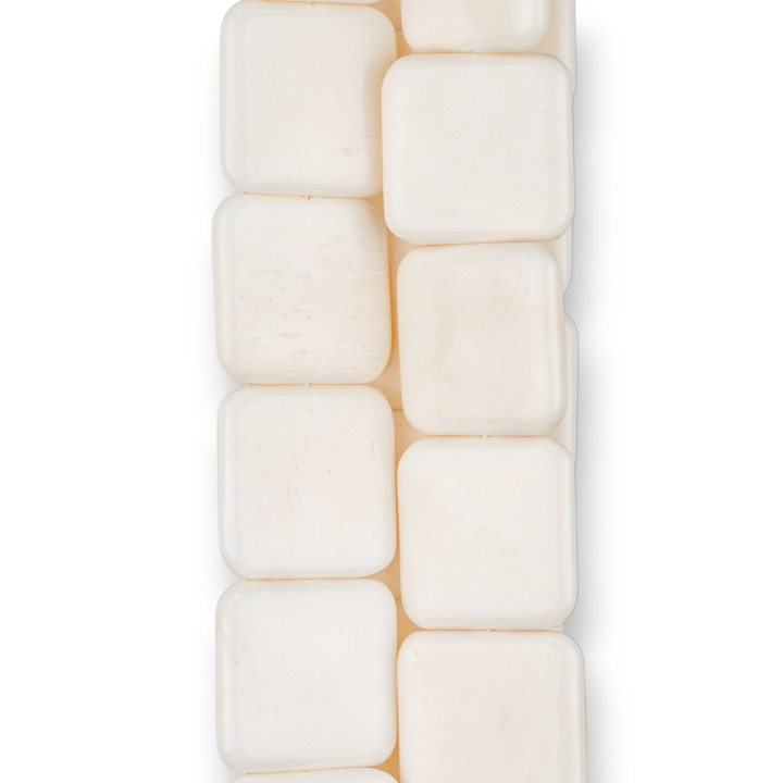 Hueso Plano Cuadrado Liso Natural 20mm