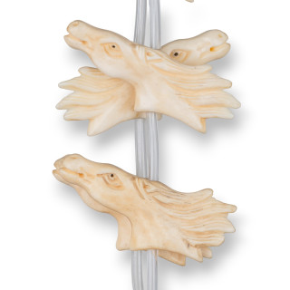 Tête de Cheval Jaune Os 50x25mm 10pcs