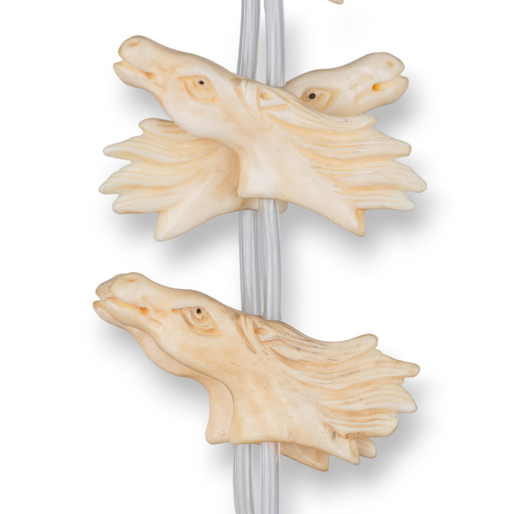 Tête de Cheval Jaune Os 50x25mm 10pcs