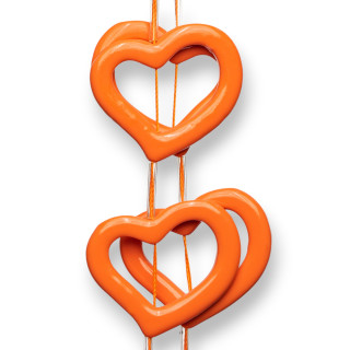 Cuentas de Resina Corazón Perforado 35mm 10pcs Naranja