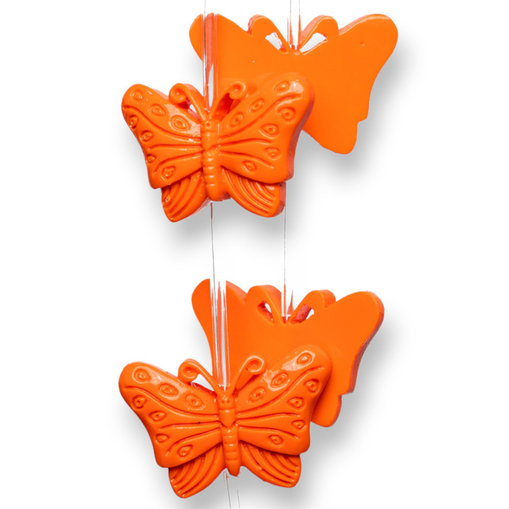 Perline Di Resina A Filo Farfalla Monofaccia 18x28mm 11pz Arancio
