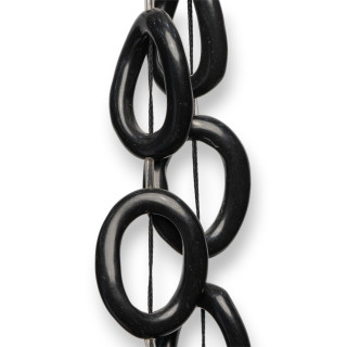 Perles Résine Fil Ovale Ondulé Perforé 24x32mm 11pcs Noir