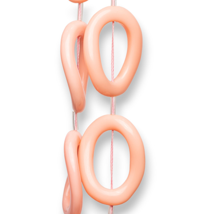 Perles Résine Fil Ondulé Ovale Perforé 24x32mm 11pcs Rose Clair