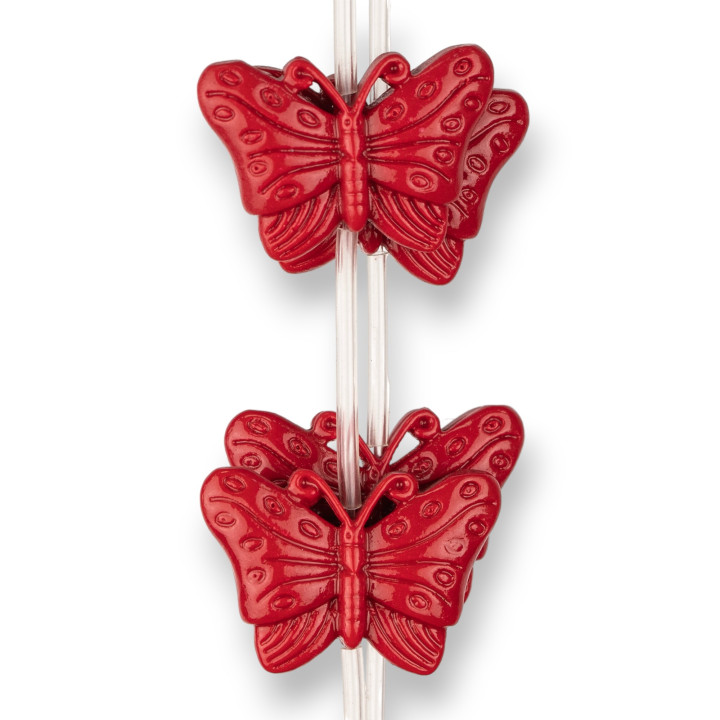 Kunstharzperlen Schmetterling doppelseitig 28x19mm 11pz Rot