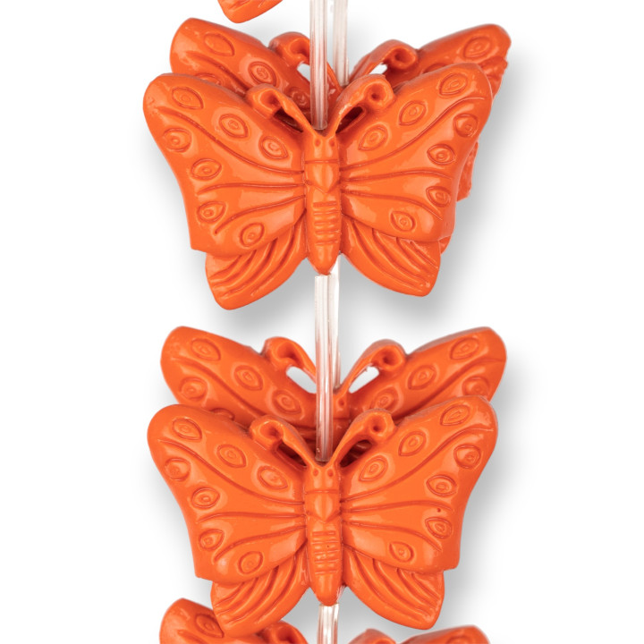 Cuentas de Resina Mariposa Doble Cara 40x28mm 10pcs Naranja