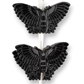 Perles Résine Papillon Double Face 53x30mm 11pcs Noir