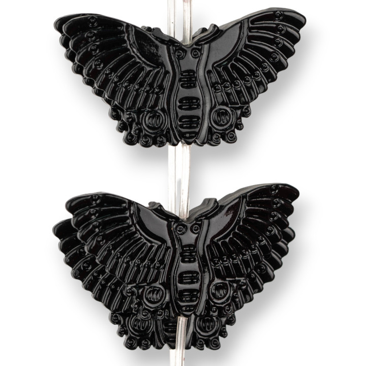 Cuentas de Resina Mariposa Doble Cara 53x30mm 11pcs Negro