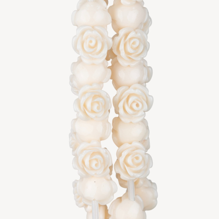 Perles fleur en résine 14mm 36pcs Blanc Trou traversant