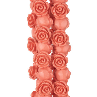 Resin Beads Flower 14mm 36pcs Through Hole Pink