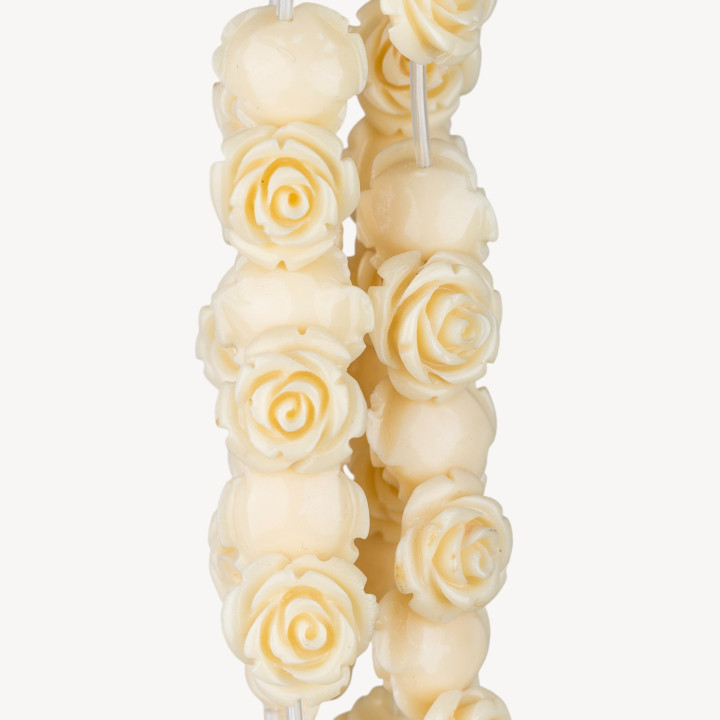 Ρητίνη Flower Beads 16mm 28τμχ - Through Hole - Κρεμ Λευκό