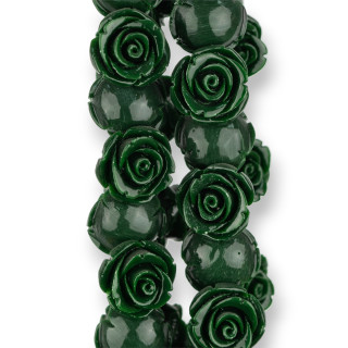 Blumenperlen aus Kunstharz 18 mm, 25 Stück – Durchgangsloch – Grün