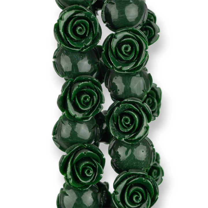 Perles Fleur en Résine 18mm 25pcs - Trou Traversant - Vert