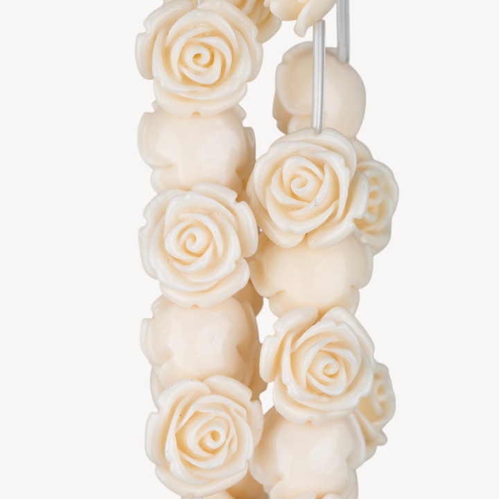 Abalorios De Flor De Resina 20mm 21pcs - Agujero Pasante - Blanco