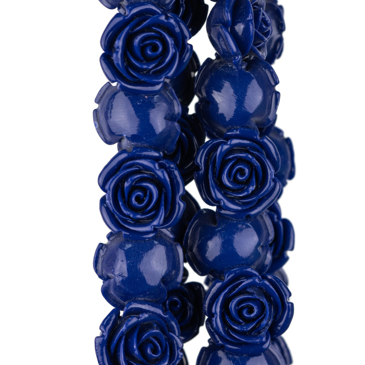 Perline Di Resina Fiore 20mm 21pz - Foro Passante - Blu
