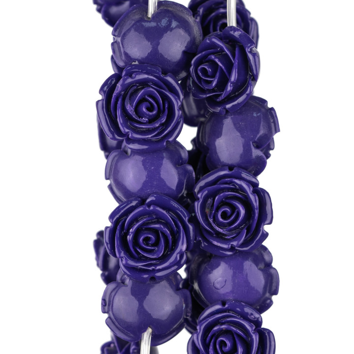 Perline Di Resina Fiore 20mm 21pz - Foro Passante - Viola