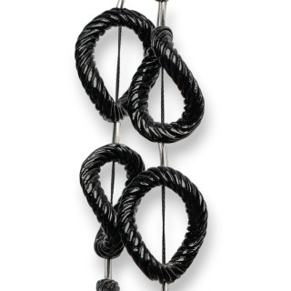 Cuentas de resina de alambre ovalado corrugado grabado 11 piezas 25x32 mm negro