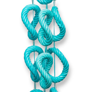 Gravierte, gewellte, ovale Harzperlen aus Draht, 11 Stück, 25 x 32 mm, Türkis